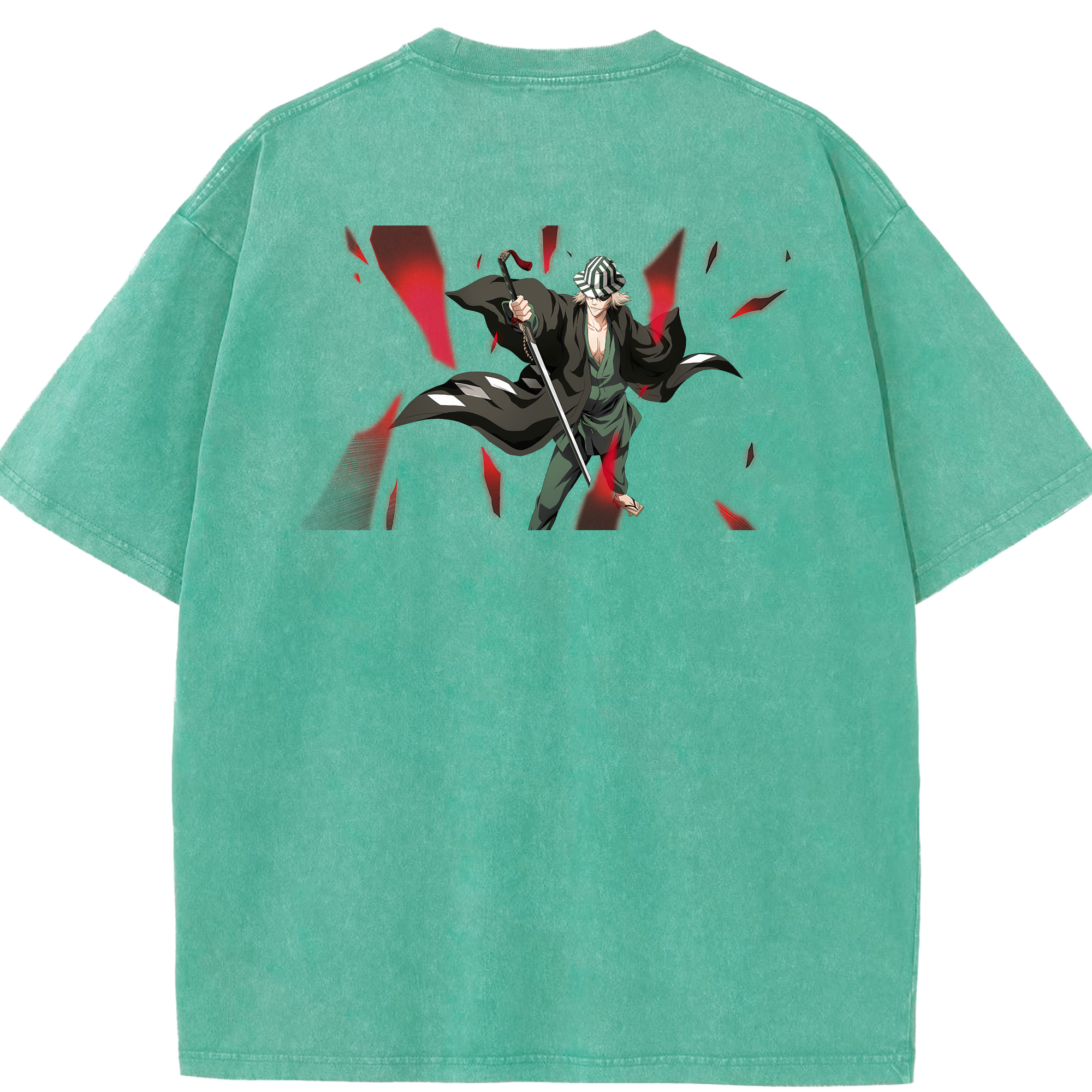 （画像用） "ブリーチ 浦原 喜助（うらはら きすけ） BLEACH Urahara Kisuke " 綿100% ヴィンテージ風 半袖Tシャツ（背面プリント）
